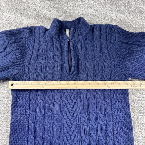 Hanna Andersson 1/4 Zip Cable Knit Sweater Blue Men’s Size Medium - Picture 5 of 7